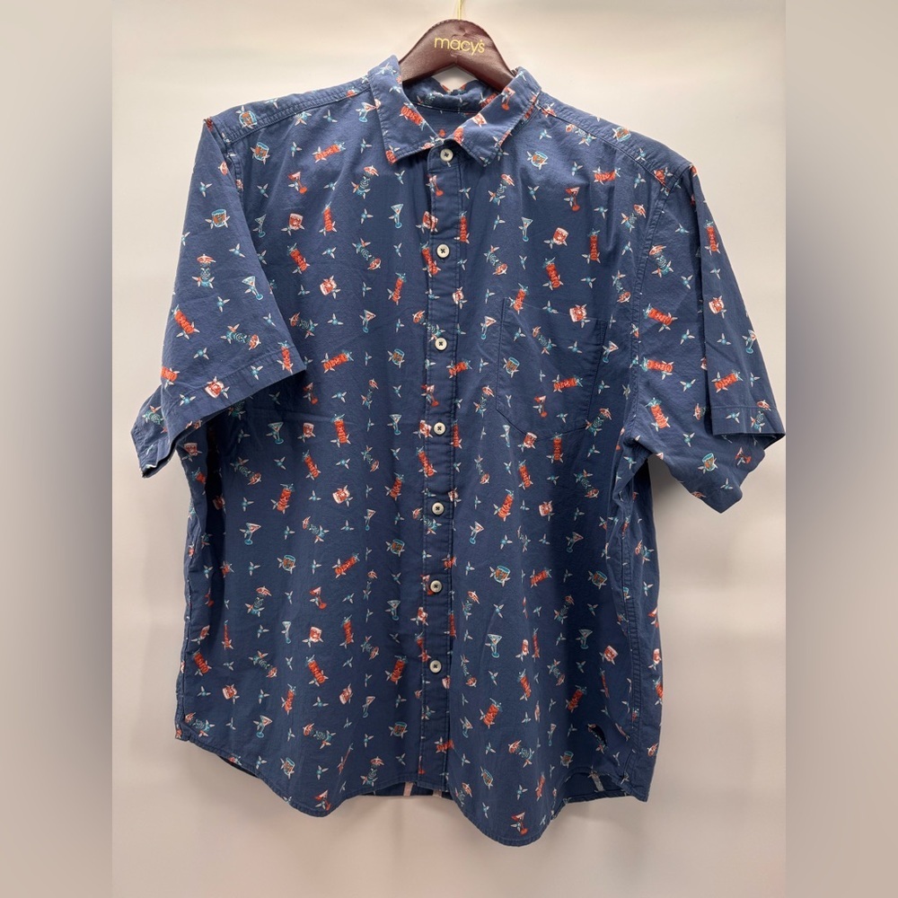 Tommy Bahama Men Medium Shirt Button-Up Tiki Martini Short Sleeve